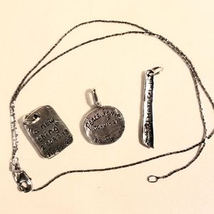 Sterling silver necklace with 3 charms